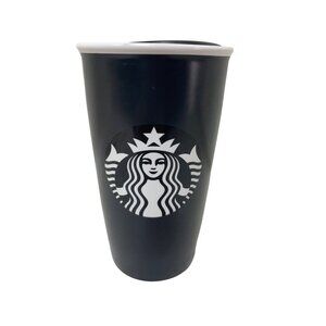 Starbucks Black Ceramic Travel Mug With Lid 12 Fl Oz Tumbler 2016 Made In China